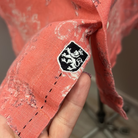 NAT Nast Men’s Linen American Fit Coral Combo Shirt size M - Picture 5 of 14